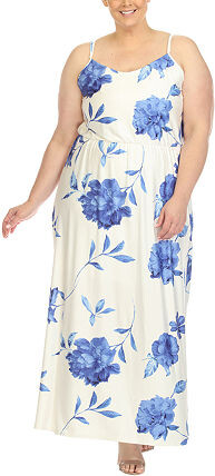 White Mark Womens Plus Sleeveless Floral Maxi Dress