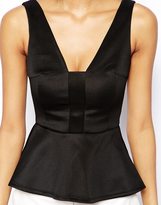 Thumbnail for your product : ASOS Top with V Neck and Peplum in Scuba