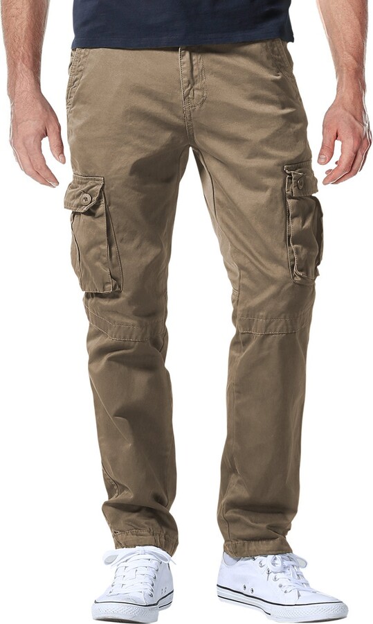 Matchstick Men's Casual Cargo Trousers #6531(6062 Dark Khaki 41.5W x ...