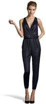 Thumbnail for your product : ABS by Allen Schwartz navy stretch leopard printed sleeveless jumpsuit
