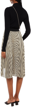 Maje Jungla pleated metallic striped knitted skirt
