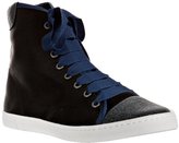 Thumbnail for your product : Lanvin black satin cap toe high top sneakers