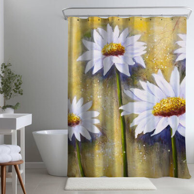 Begin Edition International Inc. Daisies at Sun Botanical White Floral Shower Curtain - Home Decor