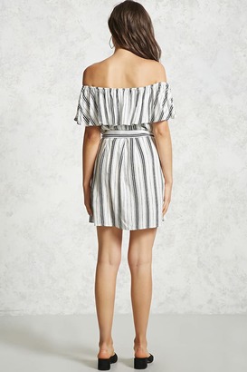 LOVE21 LOVE 21 Stripe Off-the-Shoulder Mini Dress