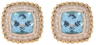 Lagos Two-Tone Diamond & Blue Topaz Stud Earrings