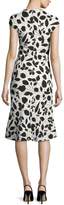 Thumbnail for your product : Narciso Rodriguez Cap-Sleeve Leaf-Print Flounce Dress
