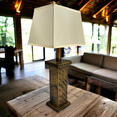 Millwood Pines Broedy Rustic Timber Battery Powered Table Lamp