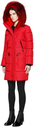 Mackage Carmela Midi Length Winter Down Coat With Fur In Red