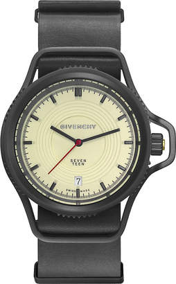 Givenchy GY100181s14 Seventeen coated stainless steel and leather watch
