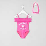 Thumbnail for your product : River Island Mini girls pink bardot 'mermaid' swimsuit