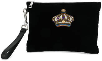 Versace embroidered Crown clutch