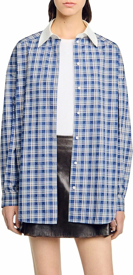 Sandro Rhinestone Check Shirt