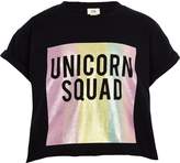Thumbnail for your product : River Island Girls black unicorn print cropped T-shirt