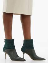 Thumbnail for your product : Jimmy Choo Beyla 85 Leather And Suede Ankle Boots - Womens - Dark Green