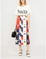 Thumbnail for your product : Gucci Star-pattern high-rise silk-twill culottes