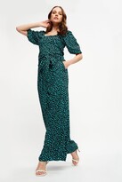 Thumbnail for your product : Dorothy Perkins Womens Green Animal Print Ruffle Square Neck Top