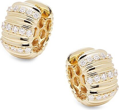 Saks Fifth Avenue Goldtone Silver & 0.75 TCW Lab-Grown Diamond Huggie Earrings