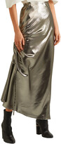 Thumbnail for your product : Ellery Laura Asymmetric Ruched Silk-blend Lame Midi Skirt