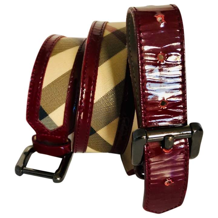 burgundy burberry belt