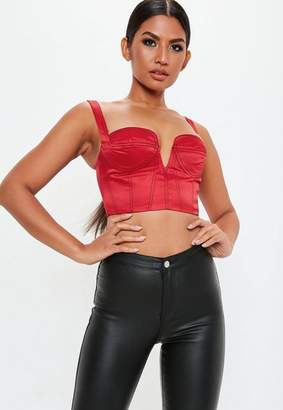 Missguided Red Contrast Stitch Bralette