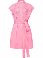 Thumbnail for your product : Carolina Herrera Floral Embroidered Belted Shirt Dress