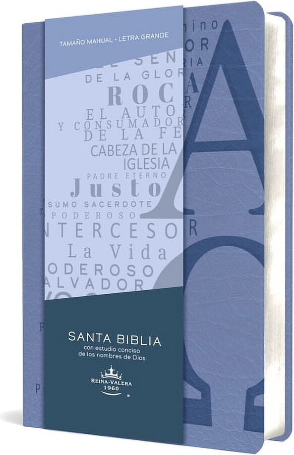 Biblia Rvr 1960 Letra Grande TamaÃ±o Manual, SÃmil Piel Azul Celeste Con Nombres de Dios / Spanish Bible Rvr 1960 Handy S, (Paperback)