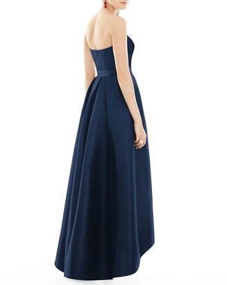 Alfred Sung Strapless Sweetheart High-Low Sateen Gown