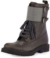 Thumbnail for your product : Brunello Cucinelli Lace-Up Monili Combat Boot, Graphite