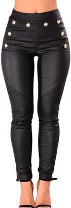 YACUN Women PU Leather Skinny Leggings High Wasit Pencil Ankle Pants XL