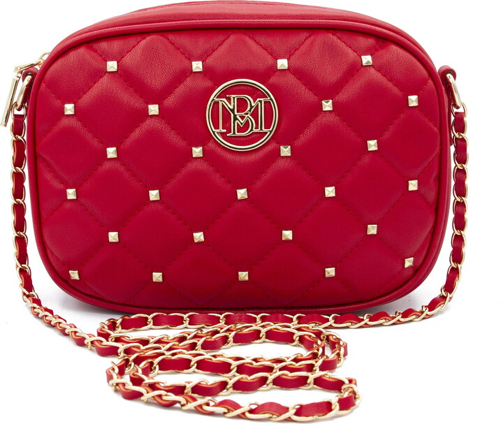 Badgley Mischka Red Stud Camera Bag