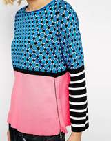 Thumbnail for your product : Love Moschino Mixed Print Long Sleeve Jumper with Geisha Zip Detail