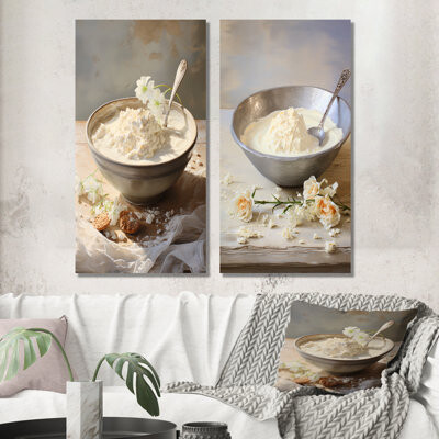 Lark Manor Porridge Portrait - Breakfast Metal Wall Art Living Room Set Of 2
