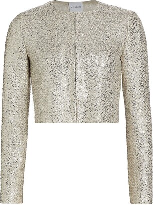 silver sequin crop jacket