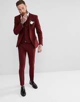 Thumbnail for your product : ASOS Design Wedding Super Skinny Suit Jacket In Wine Herringbone