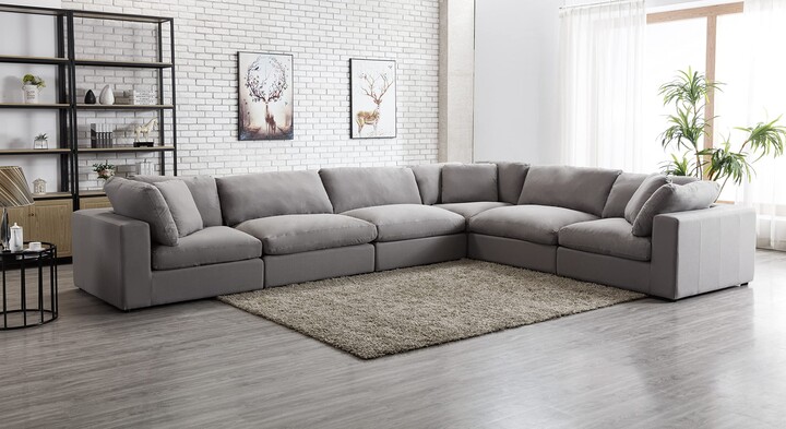 Roundhill Furniture Rivas Contemporary Feather Fill 6-Piece Modular Sectional Sofa
