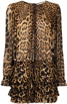 Thumbnail for your product : Saint Laurent Leopard Print Ruffled Dress