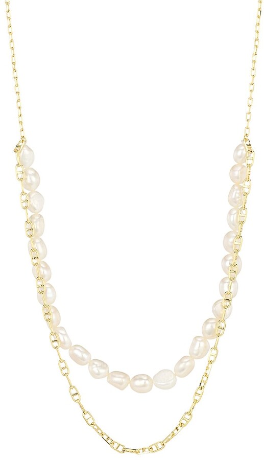 Amber Sceats Paxton 24K GoldPlated & Freshwater Pearl Layered Necklace