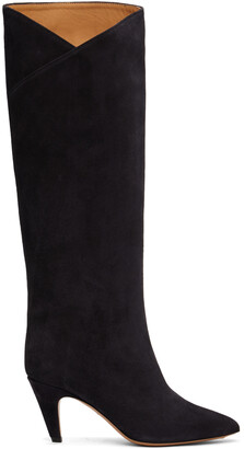 Suede Navy Knee High Boots | Shop the world's largest collection of fashion  | ShopStyle UK