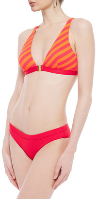 Duskii Striped Stretch-piqué Triangle Bikini Top