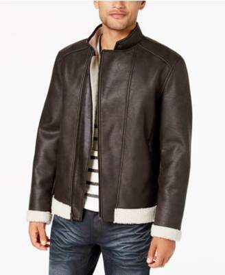 INC International Concepts Men's Fleece-Lined Faux Leather Jacket, Created for Macy's