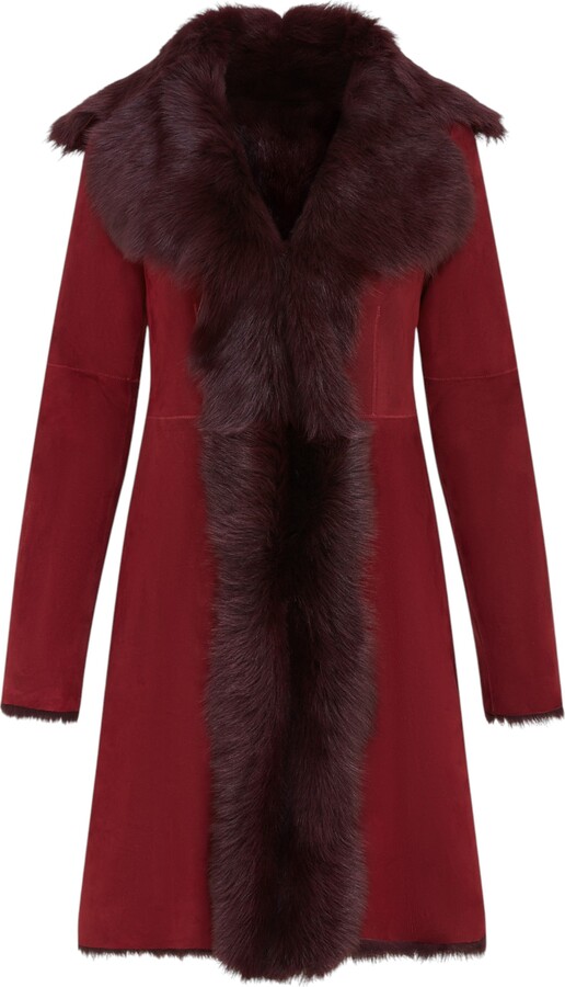 Infinity Leather Female Burgundy Toscana Sheepskin Suede Trench Coat-Tbilisi
