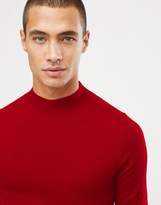 Thumbnail for your product : ASOS Design DESIGN muscle fit merino wool turtleneck sweater in red