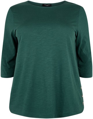 New Look Curves 3/4 Sleeve Button Side T-Shirt