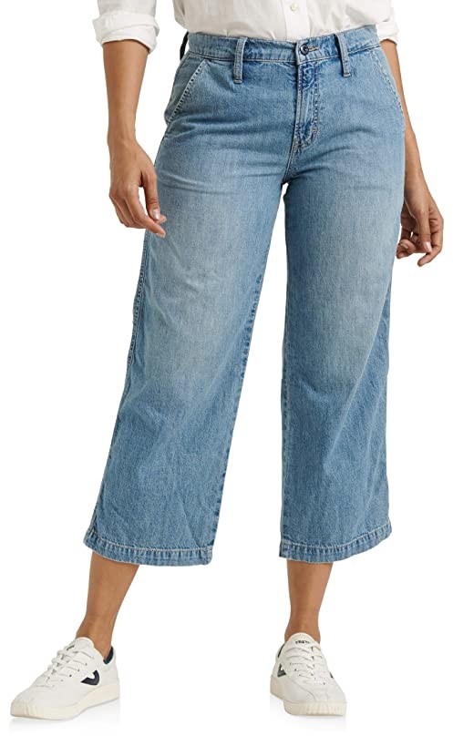 cotton on mid rise wide crop jean