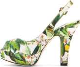 Thumbnail for your product : Dolce & Gabbana Green Floral Print Sligback Peeptoe Heels