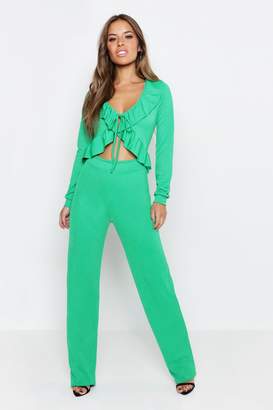 boohoo Petite Ruffle Front Cut Out Jumpsuit
