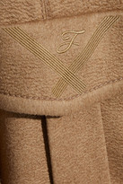 Thumbnail for your product : Fendi Faux Shearling-paneled Embroidered Camel Hair Coat