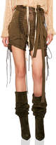 Thumbnail for your product : Saint Laurent Slouchy Gabardine Lace Up Shorts in Khaki | FWRD