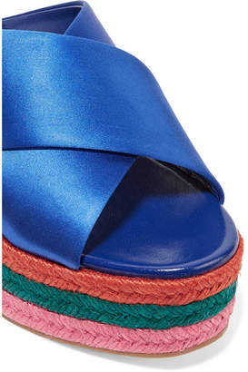 Miu Miu Satin Platform Sandals - Bright blue
