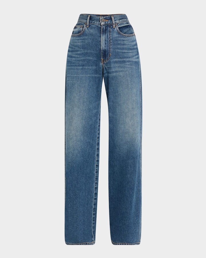 Veronica Beard Kasey Mid-Rise Wide-Leg Jeans